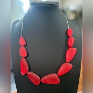 NY & Co Mix Line Necklace Red Chunky Beads